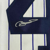 FRAMED Autographed/Signed GARY SANCHEZ 33x42 New York Pinstripe Jersey JSA COA