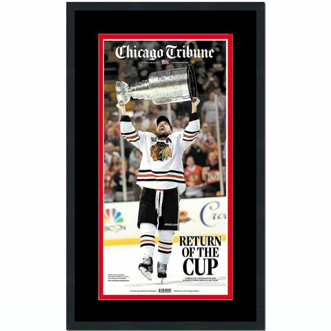 Framed Chicago Tribune Blackhawks 2013 Stanley Cup Newspaper Cover 17x27 Photo