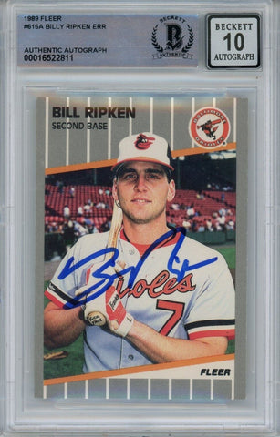 Billy Ripken Autographed/Signed 1989 Fleer 616 Trading Card Beckett 47158