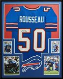 FRAMED BUFFALO BILLS GREG ROUSSEAU AUTOGRAPHED SIGNED JERSEY JSA COA