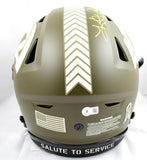 Kurt Warner Signed Rams F/S Salute to Service Speed Flex Helmet- Beckett W Holo