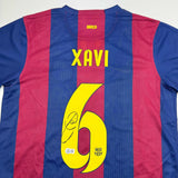 Autographed/Signed Xavi FC Barcelona Blue Soccer Jersey Beckett BAS COA