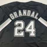 Autographed/Signed Yasmani Grandal Chicago Black Baseball Jersey Beckett BAS COA