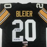 Autographed/Signed ROCKY BLEIER 4x SB Champ Black Pittsburgh Jersey JSA COA Auto