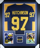 AIDEN HUTCHINSON (Michigan blue TOWER) Signed Autographed Framed Jersey Beckett