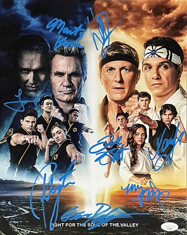 William Zabka Martin Kove +6 Cast Autographed Cobra Kai 11x14 Photo JSA 46998