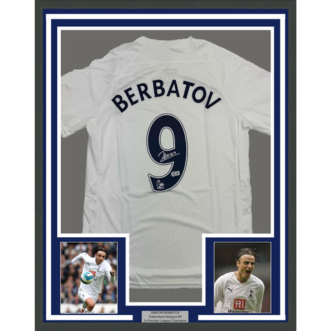 Framed Autographed/Signed Dimitar Berbatov 35x39 Tottenham Jersey Beckett COA