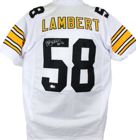 Jack Lambert Autographed White Pro Style Jersey w/HOF-Beckett W Hologram *Silver