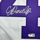 Autographed/Signed CJ C.J. Daniels LSU White College Football Jersey BAS COA