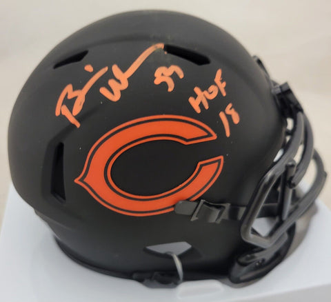 BRIAN URLACHER "HOF 18" SIGNED CHICAGO BEARS ECLIPSE SPEED MINI HELMET BECKETT