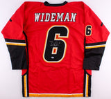 Dennis Wideman Signed Flames Jersey (Beckett COA) Abuse of a Linesman Incident