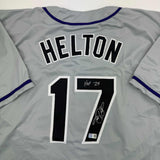 Autographed/Signed Todd Helton HOF 24 Colorado Grey Baseball Jersey Tristar COA