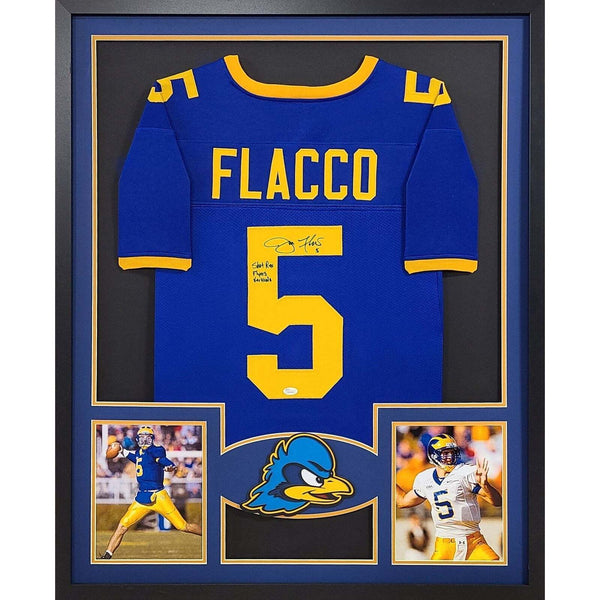 Joe Flacco Autographed Signed Framed Delaware Ravens Jersey JSA