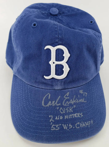 Carl Erskine 3xInscribed & Signed Brooklyn Dodgers Hat / Cap (JSA COA)