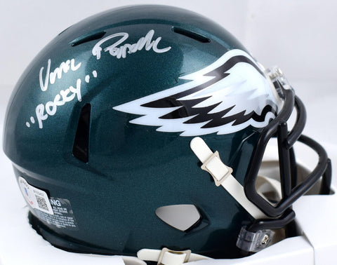 Vince Papale Autographed Eagles Speed Mini Helmet w/Rocky -Beckett W Hologram