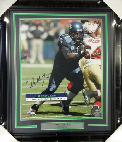 WALTER JONES AUTOGRAPHED SIGNED FRAMED 16X20 PHOTO SEAHAWKS MCS HOLO 99723