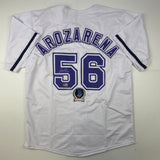 Autographed/Signed Randy Arozarena Tampa Bay White Retro Jersey Beckett BAS COA