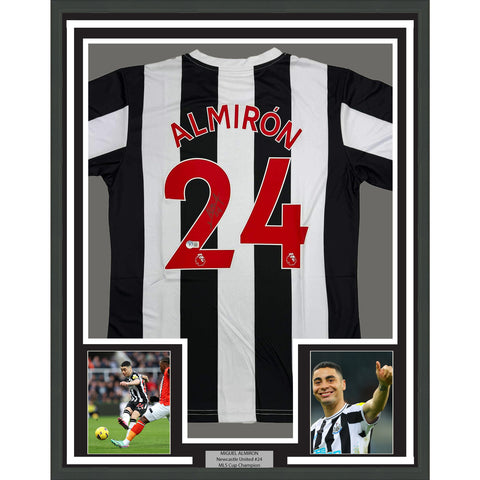 Framed Autographed/Signed Miguel Almiron 35x39 Newcastle United Jersey BAS COA