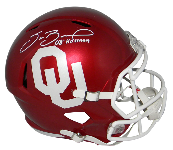 SAM BRADFORD SIGNED OKLAHOMA SOONERS FULL SIZE SPEED HELMET W/ 08 HEISMAN