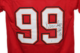 Warren Sapp Autographed/Signed Pro Style Red Jersey Beckett 31168