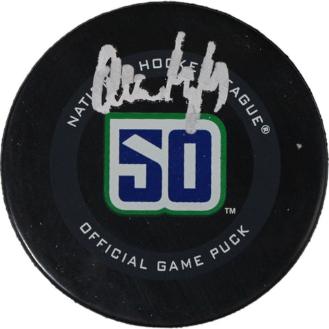 Quinn Hughes Autographed/Signed Vancouver Canucks Hockey Puck FAN 46928