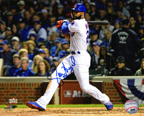 JASON HEYWARD Signed Chicago Cubs 2016 World Series Action 8x10 Photo - SCHWARTZ