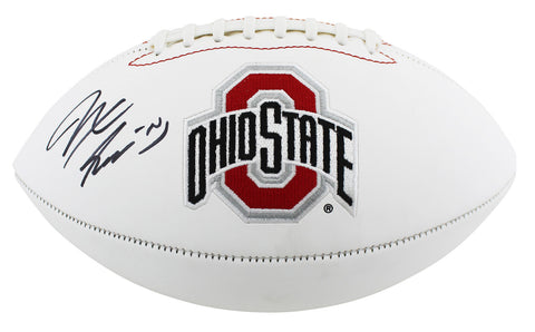 Ohio State Jaxon Smith-Njigba Authentic Signed White Panel Logo Football BAS