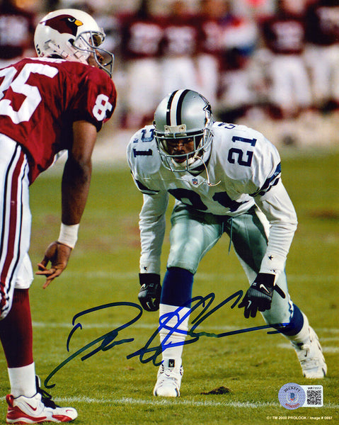 Deion Sanders Signed Cowboys Action vs. Cardinals 8x10 Photo - (Beckett COA)