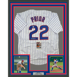 Framed Autographed/Signed Mark Prior 33x42 Chicago Pinstripe Jersey JSA COA