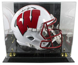 Wisconsin T.J. Watt Signed Full Size Speed Rep Helmet W/ Case BAS Witnessed