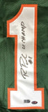 Roscoe Parrish Miami Signed Green Football Jersey 01 Champ Sports Integrity