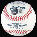 Pat Hughes Signed Official M.L. Baseball "Extensive Inscriptions"(Beckett)