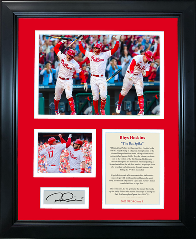 Framed Rhys Hoskins "The Bat Spike" NLDS Facsimile Engraved Auto 12"x15" Photo