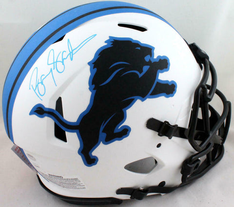 Barry Sanders Autographed Lions Lunar Speed Authentic FS Helmet- JSA W*Baby Blue