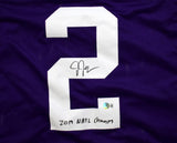 Justin Jefferson Signed Purple College Style Jersey w/Natl Champs - Beckett W