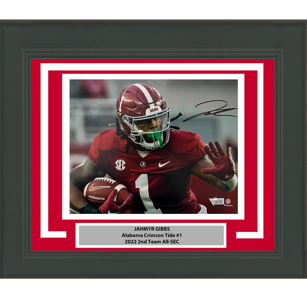 Framed Autographed/Signed Jahmyr Gibbs Alabama Tide 8x10 Photo Fanatics COA