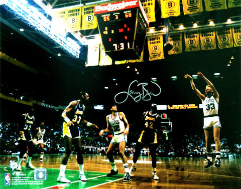 Larry Bird Signed Boston Celtics 3-Point Shot vs Lakers 16x20 Photo - BIRD HOLO
