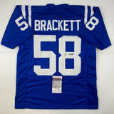 Autographed/Signed Gary Brackett Indianapolis Blue Football Jersey JSA COA Auto