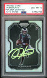 2020 Prizm Black Silver Jalen Hurts RC On Card Green PSA/DNA Auto GEM MINT 10