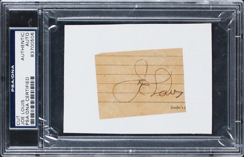 Joe Louis Authentic Signed 1.75x2.75 Cut Signature Autographed PSA/DNA Slabbed