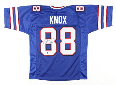 Dawson Knox Signed Bill Jersey (Beckett) Buffalo 2019 #3 Pick Pro Bowl Tight End