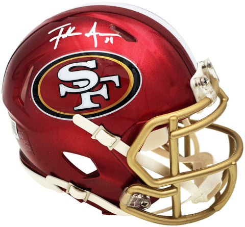 FRANK GORE AUTOGRAPHED 49ERS FLASH RED SPEED MINI HELMET BECKETT WITNESS 231917