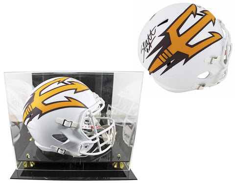 Arizona State Cameron Skattebo Signed White F/S Speed Rep Helmet W/ Case BAS Wit