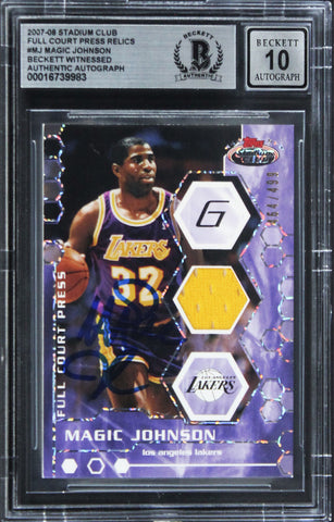 Lakers Magic Johnson Signed 2007 Stadium Club Auto 10 Card #MJ 464/499 BAS Slab