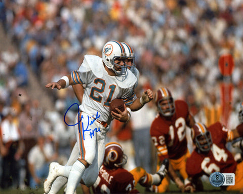 Jim Kiick Autographed/Signed Miami Dolphins 8x10 Photo Beckett 47807