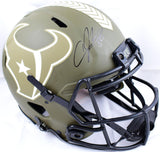 Andre Johnson Signed Texans F/S Salute to Service Speed Authentic Helmet-BAWHolo