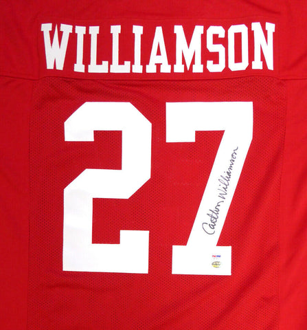 SAN FRANCISCO 49ERS CARLTON WILLIAMSON AUTOGRAPHED RED JERSEY PSA/DNA 104814