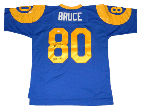 ISAAC BRUCE SIGNED ST LOUIS RAMS #80 MITCHELL & NESS JERSEY BECKETT W/ HOF 20