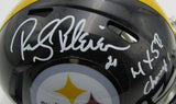 Rocky Bleier HOF Signed/Inscr Black Mini Helmet Steelers Becket Witness 191560