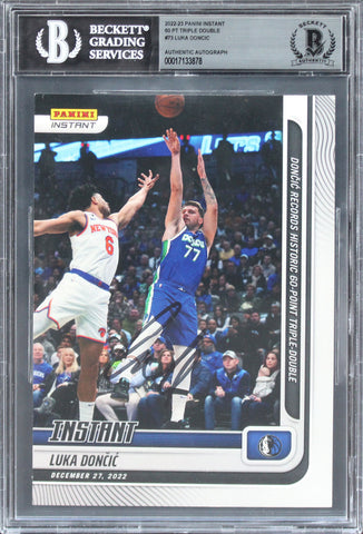 Luka Doncic Signed 2022 Panini Instant 60 Pt Triple Double #73 Card BAS Slabbed